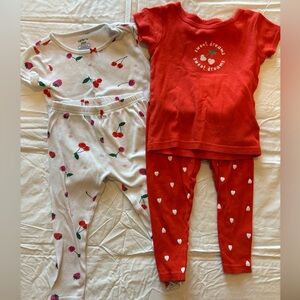 Carter’s 24 month Baby Girl Pajamas Set - Red and White Footless